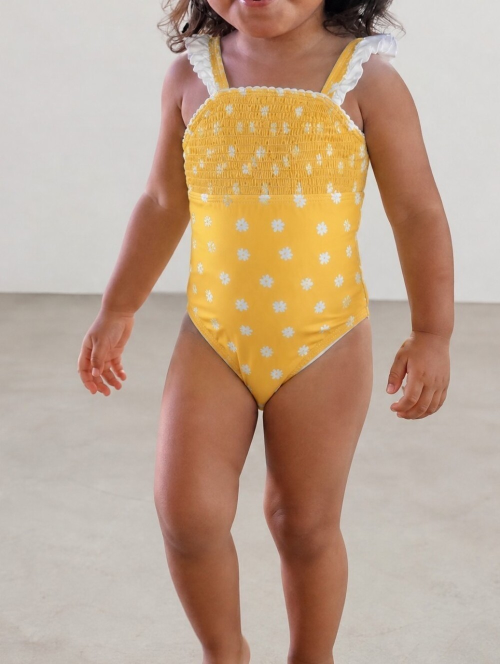 wonder nation Yellow Daisy Smocked One-Piece Swimsuit